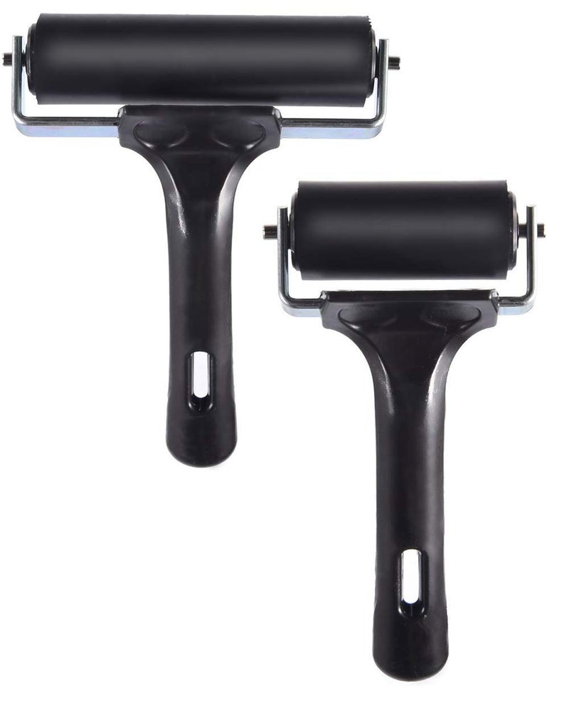 AKIRO 2Pcs Rubber Brayer Roller for Printmaking, Great for Gluing Application Also. (4inch+2.2 inch) - Image 1